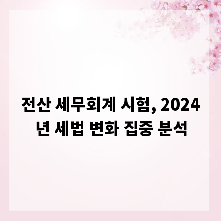 전산 세무회계 시험, 2024년 세법 변화 집중 분석