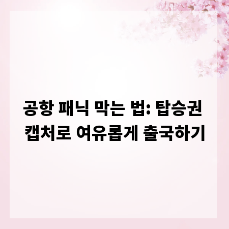 공항 패닉 막는 법: 탑승권 캡처로 여유롭게 출국하기