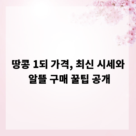 땅콩 1되 가격, 최신 시세와 알뜰 구매 꿀팁 공개