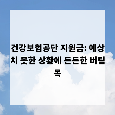 건강보험공단 지원금: 예상치 못한 상황에 든든한 버팀목