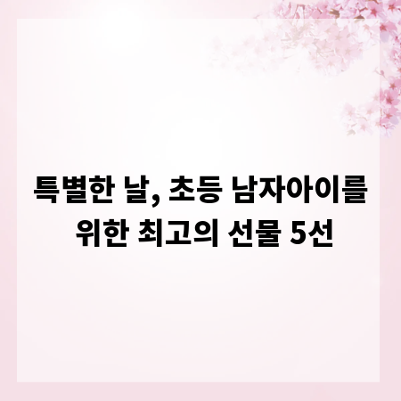특별한 날, 초등 남자아이를 위한 최고의 선물 5선
