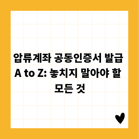 압류계좌 공동인증서 발급 A to Z: 놓치지 말아야 할 모든 것