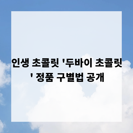 인생 초콜릿 '두바이 초콜릿' 정품 구별법 공개