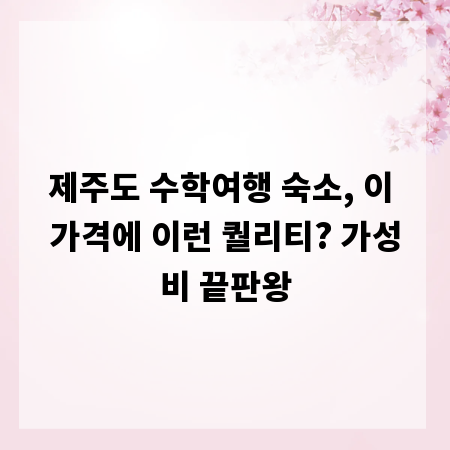 제주도 수학여행 숙소, 이 가격에 이런 퀄리티? 가성비 끝판왕