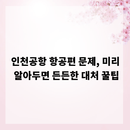 인천공항 항공편 문제, 미리 알아두면 든든한 대처 꿀팁
