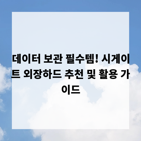 데이터 보관 필수템! 시게이트 외장하드 추천 및 활용 가이드