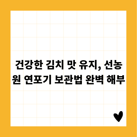 건강한 김치 맛 유지, 선농원 연포기 보관법 완벽 해부