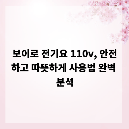 보이로 전기요 110v, 안전하고 따뜻하게 사용법 완벽 분석