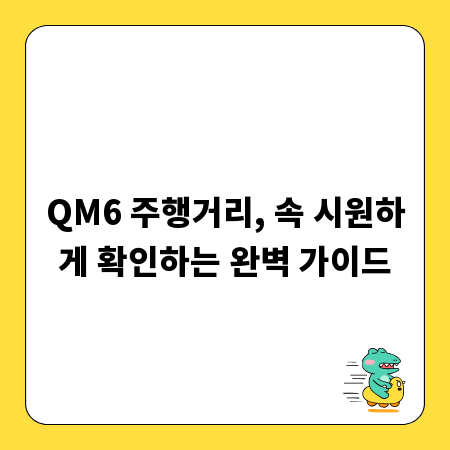 QM6 주행거리, 속 시원하게 확인하는 완벽 가이드