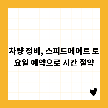 차량 정비, 스피드메이트 토요일 예약으로 시간 절약