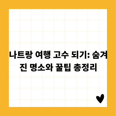 나트랑 여행 고수 되기: 숨겨진 명소와 꿀팁 총정리