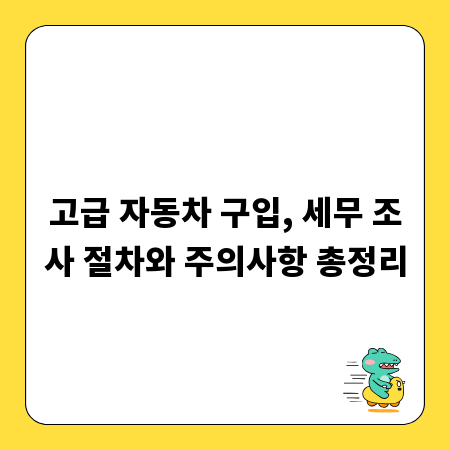 고급 자동차 구입, 세무 조사 절차와 주의사항 총정리
